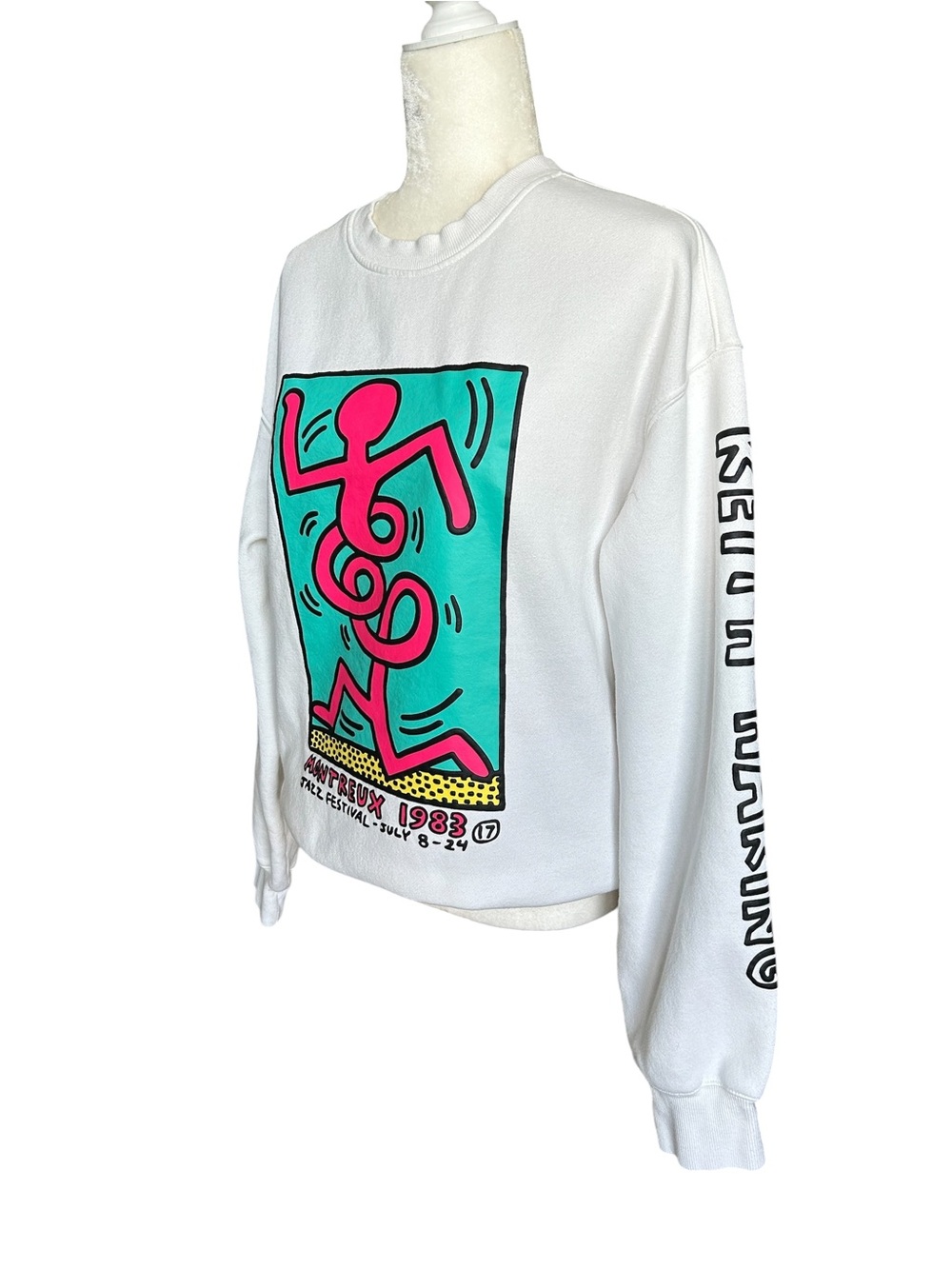 H&M Crewneck Sweatshirt with Pink & Teal Graphic "Montreux Jazz Festival 1983" M - Picture 3 of 14